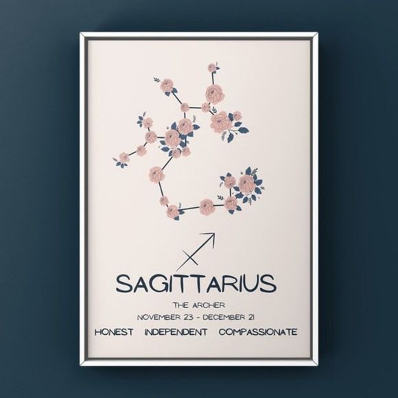Sagittarius zodiac constellation floral art print - Picture 2 of 3
